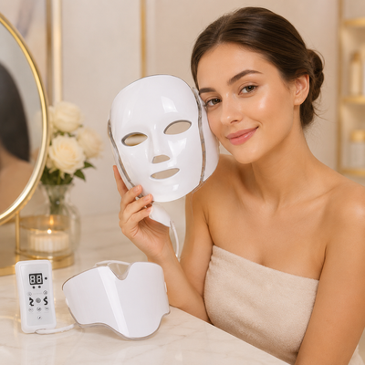 GlowSkin 7-Color LED Face & Neck Beauty Mask – Spa-Like Skincare at Home Light Therapy Beauty Mask