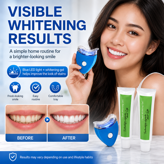 LED Teeth Whitening Kit – At-Home Blue Light Whitening System with Gel & Mouth Tray