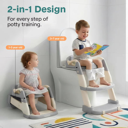 2-in-1 Toddler Potty Training Seat for babies with Step Stool Ladder